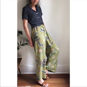 Vintage silk Harari high waisted lounge pa…